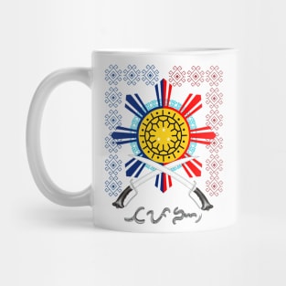 Philippine Sun / Philippine Swords (Ginunting) / Baybayin word Tapang (Courage) Mug